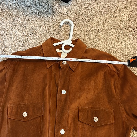 Stunning Brown 100% Leather Shirt Jacket by The Limited, Size M - Picture 10 of 11